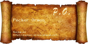 Pecker Ormos névjegykártya